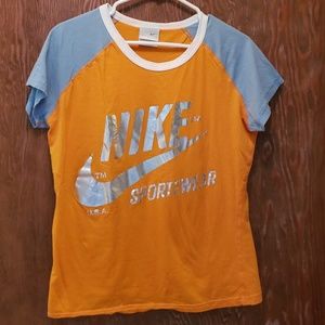 Nike blue and orange cotton tshirt
